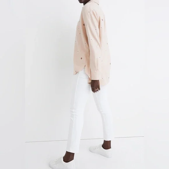 LAST PRICE REDUCTION Madewell Embroidered Daisy Button Down Shirt Women’s XS - Picture 2 of 6